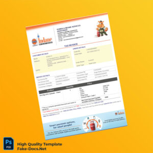 India Vennala Indane Services Tax Invoice Template in Word and PDF formats 2 page