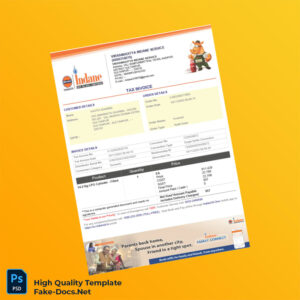 India Vikramaditya Indane Service Tax Invoice Template in Word and PDF formats 2 page