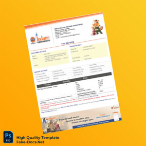 India Vindhyachal Indane Tax Invoice Template in Word and PDF formats 2 page