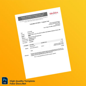 India Visage Holdings Finance Pvt Ltd Tax Invoice Template in Word and PDF formats 2 page