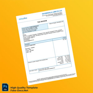 India Waterwala Labs Pvt Ltd Tax Invoice Template in Word and PDF formats