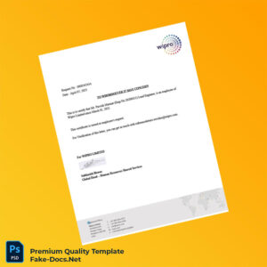India Wipro Limited Employment Verification Letter Template (Word & PDF)