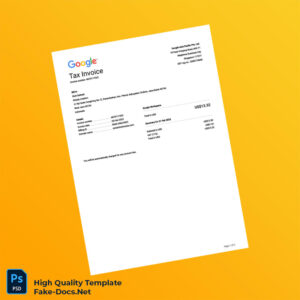 Indonesia Google Asia Pacific Pte Ltd Tax Invoice Template in Word and PDF formats 2 page