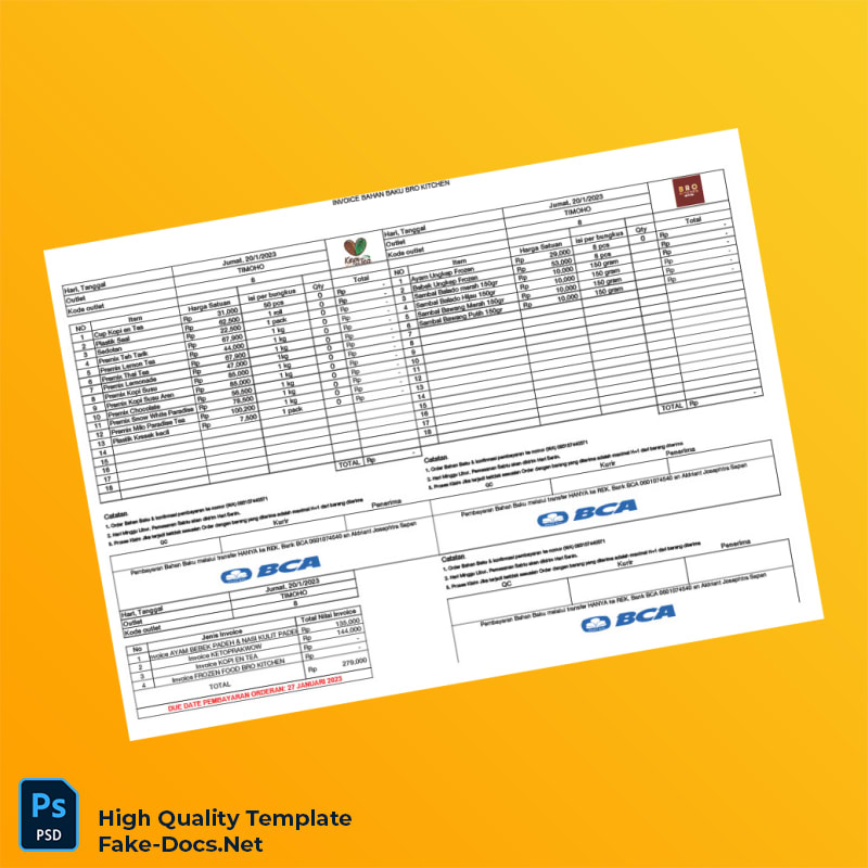Indonesia Invoice Bahan Baku Template in Word and PDF formats 3 page Indonesia Invoice Bahan Baku Template in Word and PDF formats 3 page