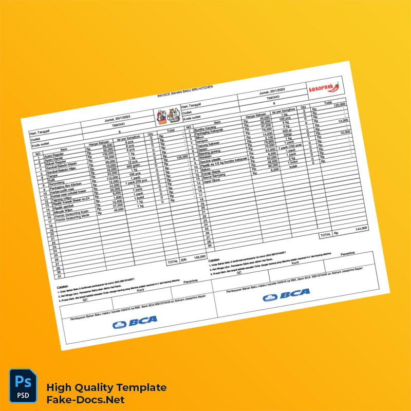 Indonesia Invoice Bahan Baku Template in Word and PDF formats 3 page Indonesia Invoice Bahan Baku Template in Word and PDF formats 3 page