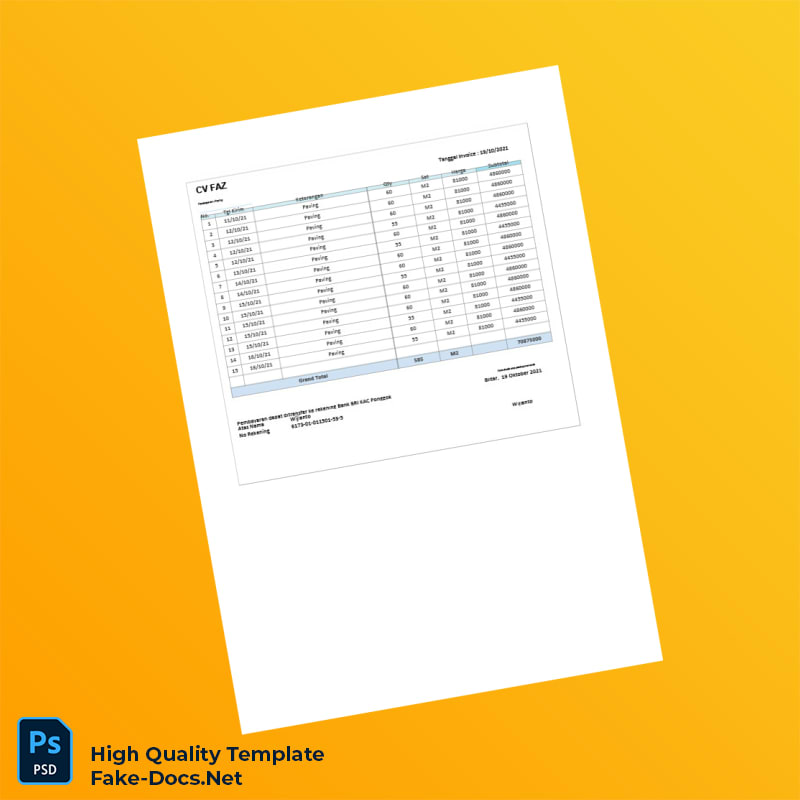 Indonesia Invoice Stue Template in Word and PDF formats 7 page Indonesia Invoice Stue Template in Word and PDF formats 7 page