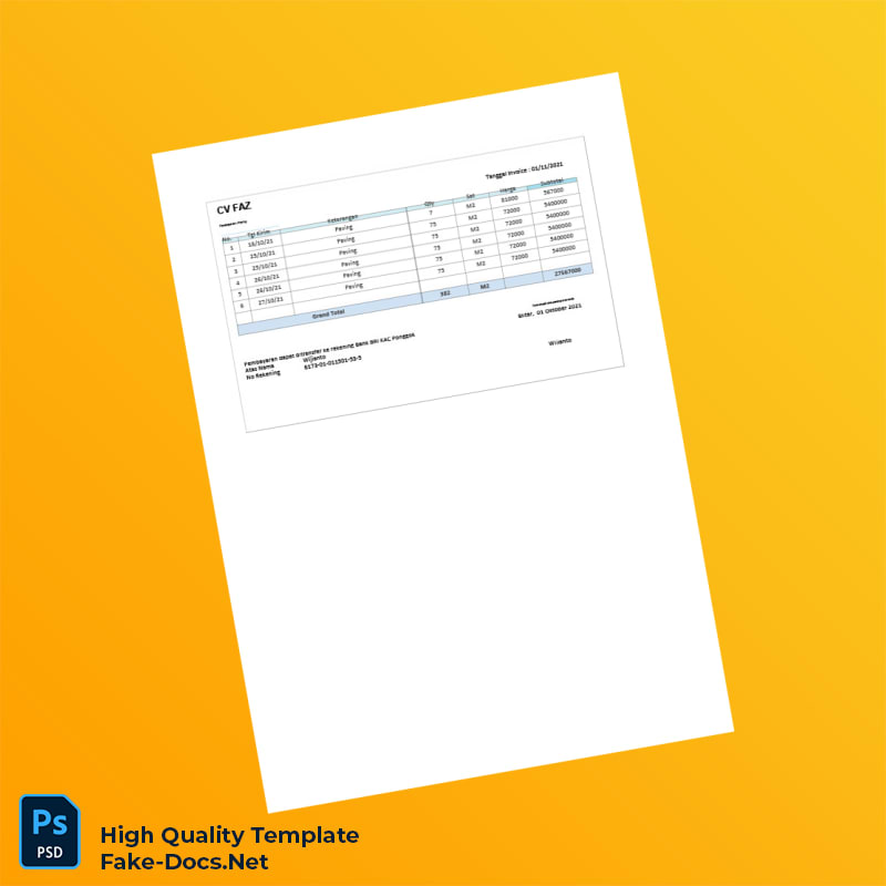 Indonesia Invoice Stue Template in Word and PDF formats 7 page Indonesia Invoice Stue Template in Word and PDF formats 7 page