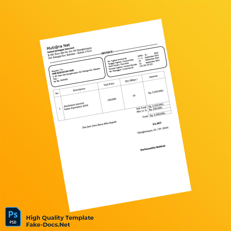 Indonesia K2_NET Invoice Template in Word and PDF formats 2 page Indonesia K2_NET Invoice Template in Word and PDF formats 2 page