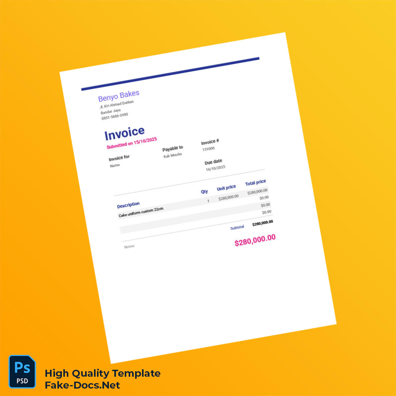 Indonesia Kak Meutia Invoice Template in Word and PDF formats Indonesia Kak Meutia Invoice Template in Word and PDF formats