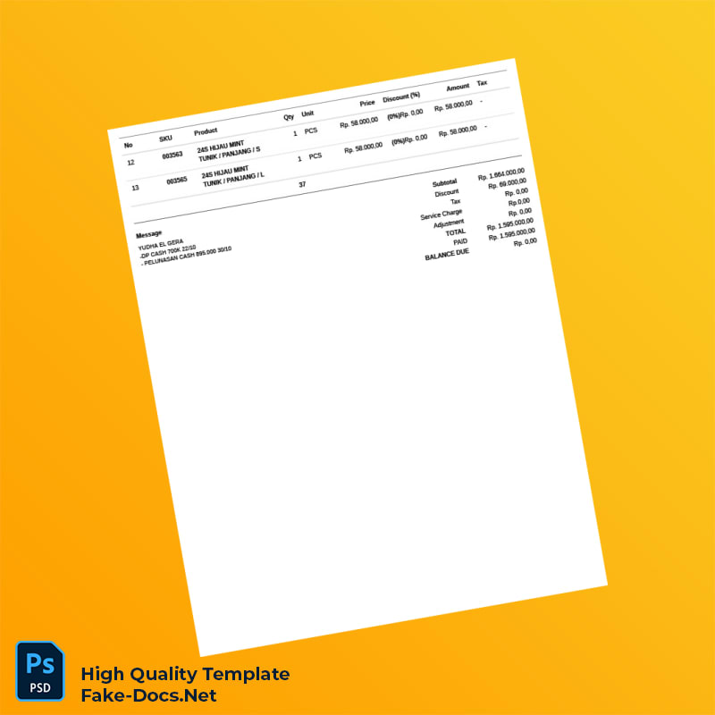 Indonesia Kaosku Polos Invoice Template in Word and PDF formats 2 page Indonesia Kaosku Polos Invoice Template in Word and PDF formats 2 page