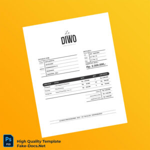Indonesia Le Diwo Photographie Invoice Template in Word and PDF formats