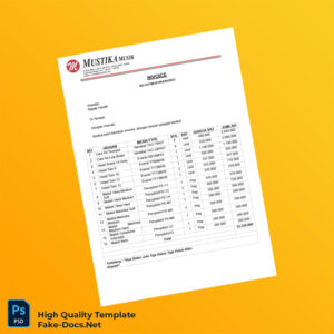 Indonesia Mustika Musik Invoice Template in Word and PDF formats 2 page