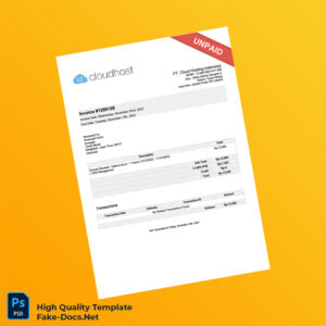Indonesia PT Cloud Hosting Indonesia Invoice Template in Word and PDF formats