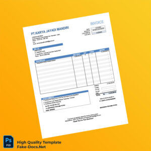 Indonesia PT Karya Jayadi Mandiri Invoice Template in Word and PDF formats