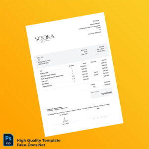 Indonesia Sooka Studio Invoice Template in Word and PDF formats