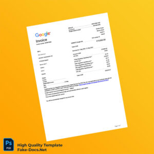 Ireland Google Invoice Template in Word and PDF formats