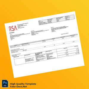 Ireland RSA Security and Risk Invoice Template in Word and PDF formats