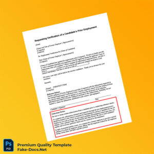 Justice Employment Verification Request Letter Template (Word & PDF) 2 page