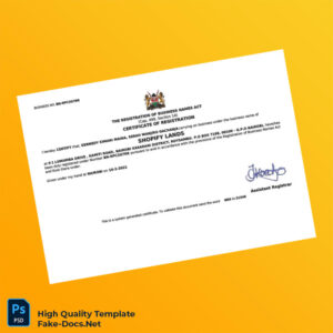 Kenya Business Registration Certificate Template in Word and PDF formats