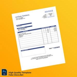 Kenya JonEasy Solutions Invoice Template in Word and PDF formats Kenya JonEasy Solutions Invoice Template in Word and PDF formats