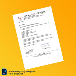 Malaysia Aquila Nova Sdn Bhd Employment Verification Letter Template (Word & PDF)