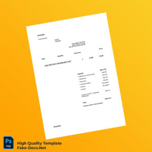 Malaysia Food Delivery Invoice Template in Word and PDF formats