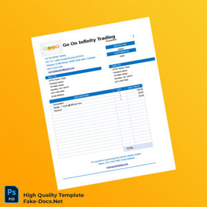 Malaysia Go On Infinity Trading Billing Invoice Template in Word and PDF formats 2 page