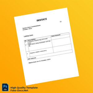 Malaysia Taman Desa Condominium Invoice Template in Word and PDF formats