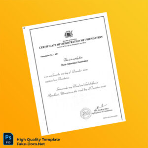 Mauritius Registrar of Foundations Certificate of Registration Template in Word and PDF formats Mauritius Registrar of Foundations Certificate of Registration Template in Word and PDF formats
