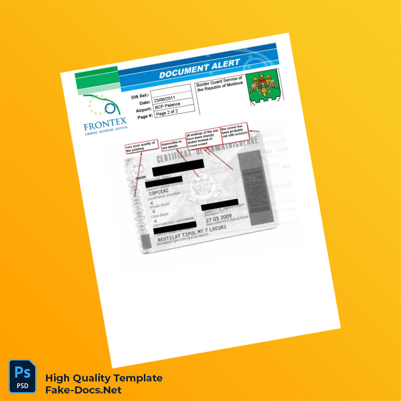 Moldova Border Guard Service Vehicle Registration Certificate Template in Word and PDF formats 2 page Moldova Border Guard Service Vehicle Registration Certificate Template in Word and PDF formats 2 page