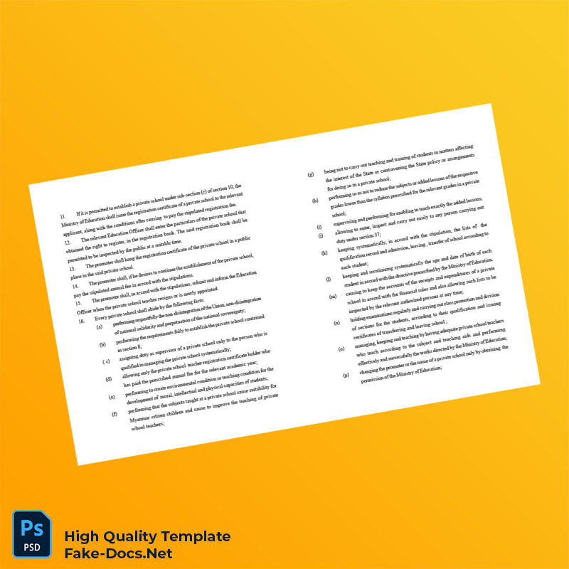 Myanmar Ministry of Education Editable Private School Registration Certificate Template in Word and PDF formats 7 page Myanmar Ministry of Education Editable Private School Registration Certificate Template in Word and PDF formats 7 page