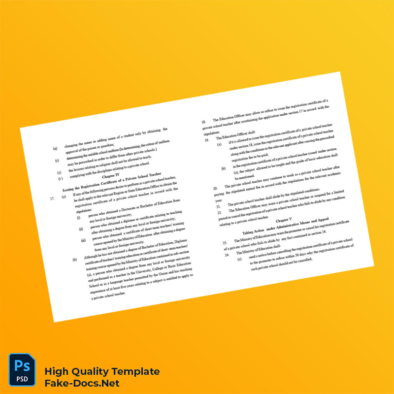 Myanmar Ministry of Education Editable Private School Registration Certificate Template in Word and PDF formats 7 page Myanmar Ministry of Education Editable Private School Registration Certificate Template in Word and PDF formats 7 page