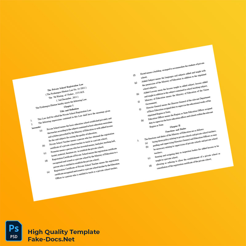 Myanmar Ministry of Education Editable Private School Registration Certificate Template in Word and PDF formats 7 page Myanmar Ministry of Education Editable Private School Registration Certificate Template in Word and PDF formats 7 page