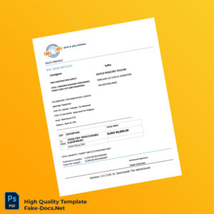 Netherlands Dutch Poultry Tech BV Sales Invoice Template in Word and PDF formats