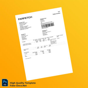 Netherlands Farfetch Europe Trading B V Commercial Invoice Template in Word and PDF formats