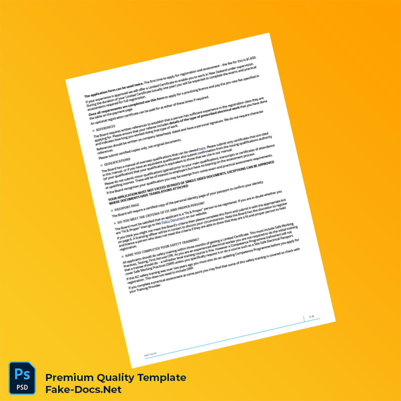 New Zealand Electrical Registration Certificate Template (Word & PDF) 7 page New Zealand Electrical Registration Certificate Template (Word & PDF) 7 page