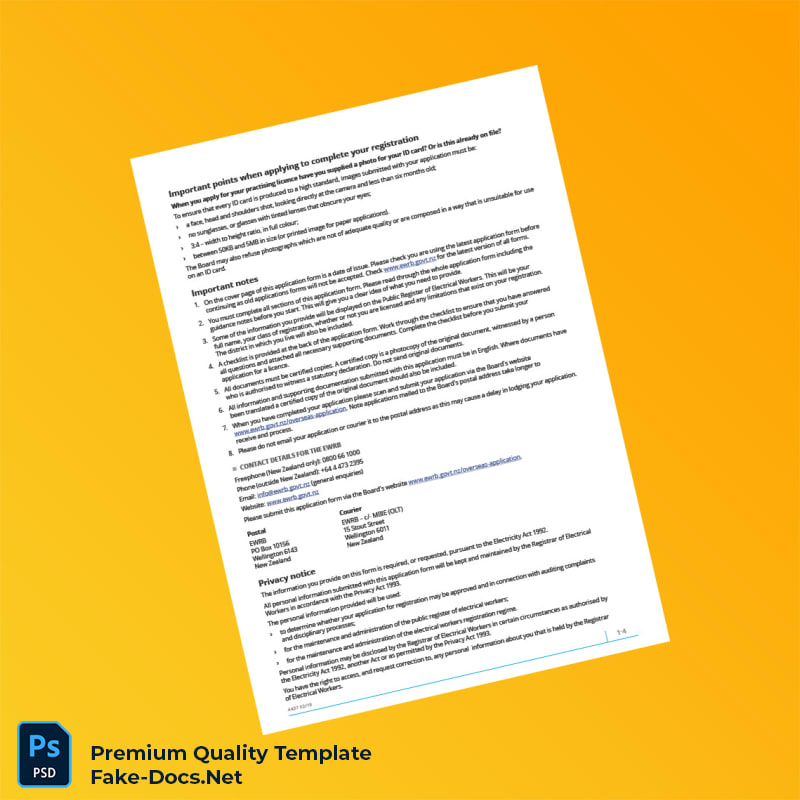 New Zealand Electrical Registration Certificate Template (Word & PDF) 7 page New Zealand Electrical Registration Certificate Template (Word & PDF) 7 page