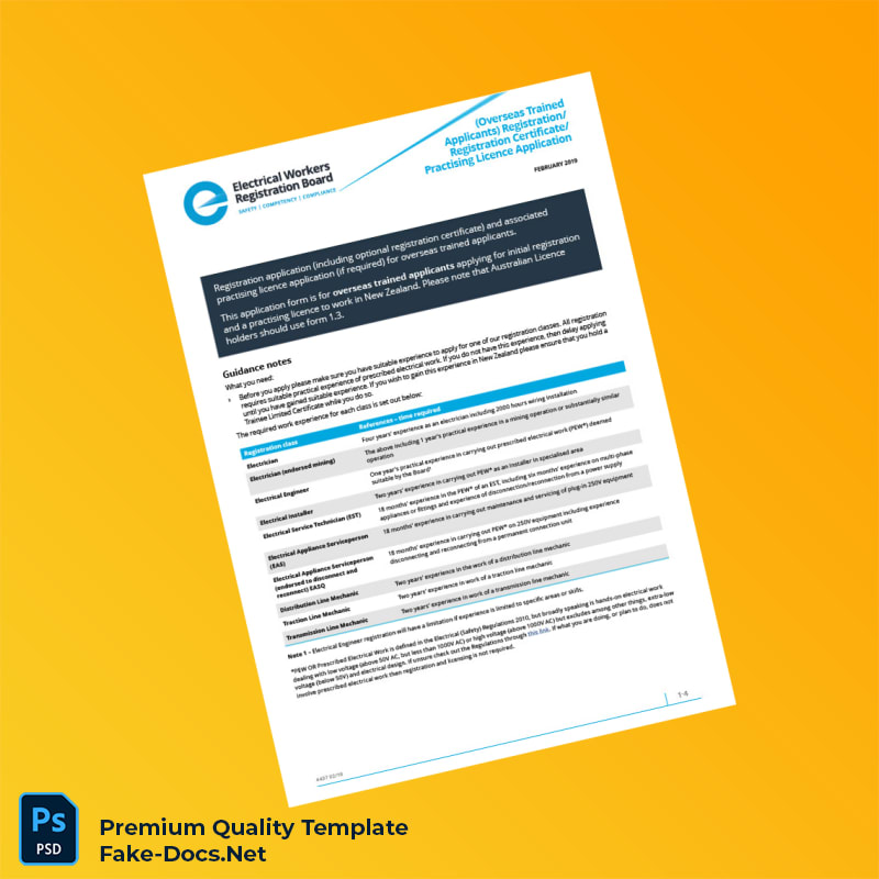 New Zealand Electrical Registration Certificate Template (Word & PDF) 7 page New Zealand Electrical Registration Certificate Template (Word & PDF) 7 page