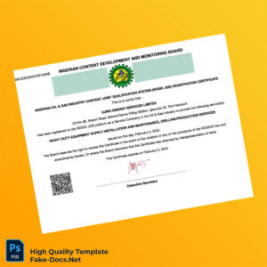 Nigeria NOGIC JQS Registration Certificate Template in Word and PDF formats Nigeria NOGIC JQS Registration Certificate Template in Word and PDF formats