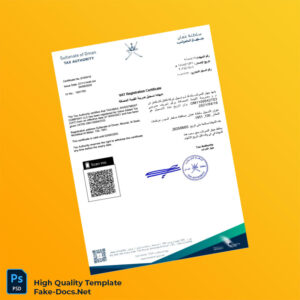 Oman Tax Authority VAT Registration Certificate Template in Word and PDF formats Oman Tax Authority VAT Registration Certificate Template in Word and PDF formats