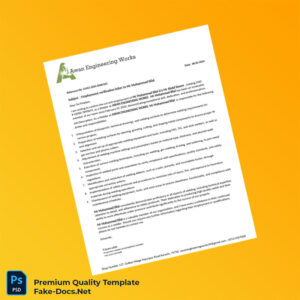 Pakistan Awan Engineering Works Employment Verification Letter Template (Word & PDF)