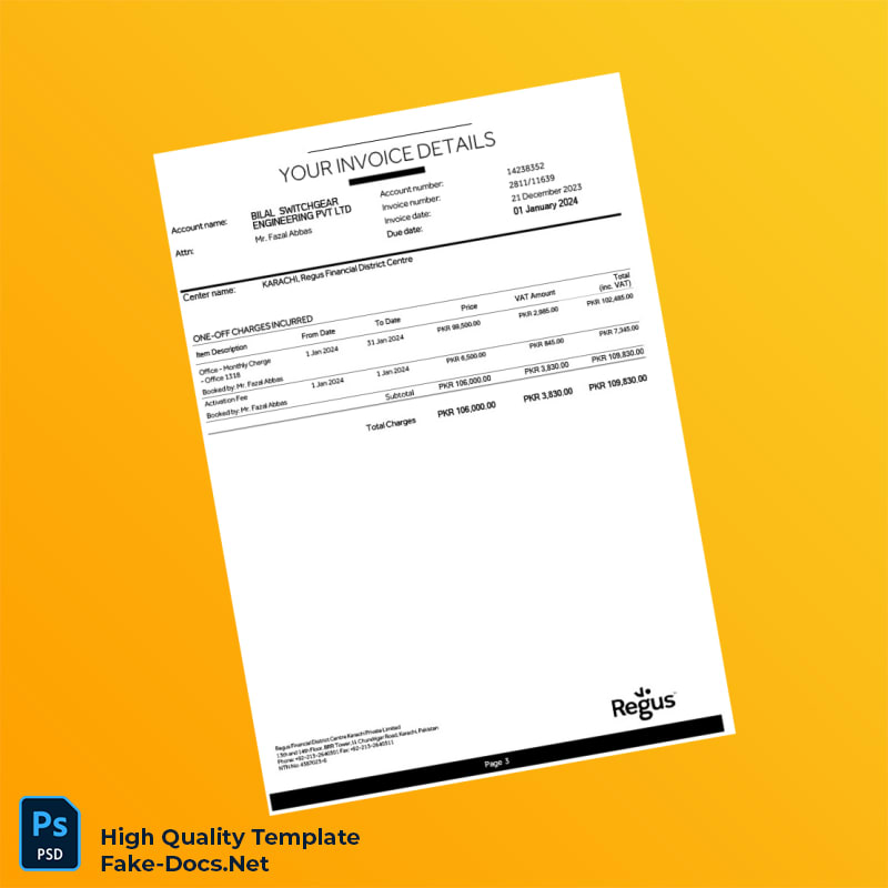 Pakistan Bilal Switchgear Engineering Pvt Ltd Invoice Template in Word and PDF formats 4 page Pakistan Bilal Switchgear Engineering Pvt Ltd Invoice Template in Word and PDF formats 4 page