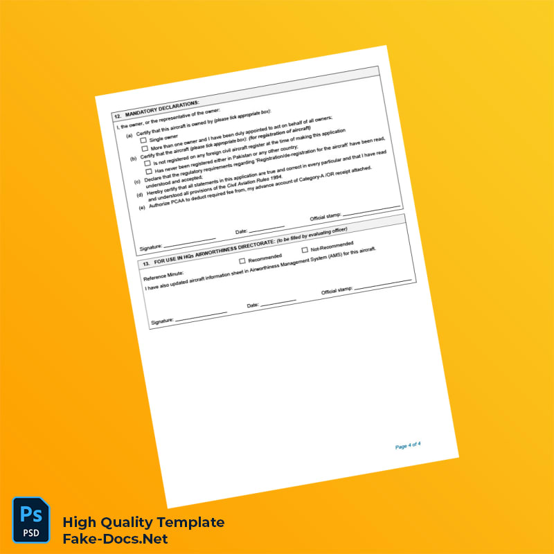 Pakistan Civil Aviation Authority Application for Certificate of Registration Cancellation Change of Registration Details Templa 4 page Pakistan Civil Aviation Authority Application for Certificate of Registration Cancellation Change of Registration Details Templa 4 page