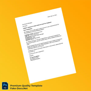 Pakistan Flag Square Builders Request to Open Salary Account Template (Word & PDF)