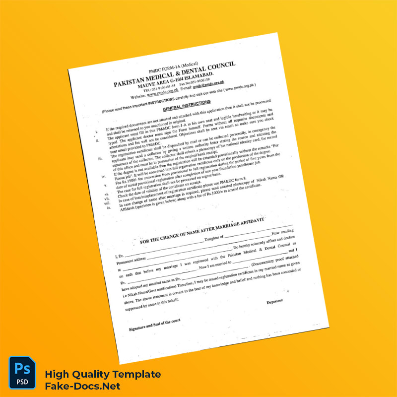 Pakistan Medical Dental Council Full Registration Certificate Template in Word and PDF formats 2 page Pakistan Medical Dental Council Full Registration Certificate Template in Word and PDF formats 2 page