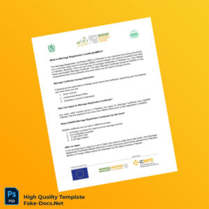 Pakistan NADRA Marriage Registration Certificate Template in Word and PDF formats Pakistan NADRA Marriage Registration Certificate Template in Word and PDF formats