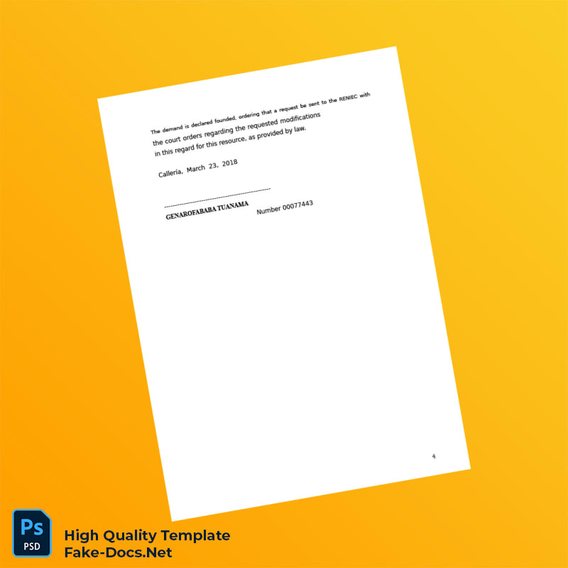 Peru RENIEC Death Certificate Registration Application Template in Word and PDF formats 4 page Peru RENIEC Death Certificate Registration Application Template in Word and PDF formats 4 page