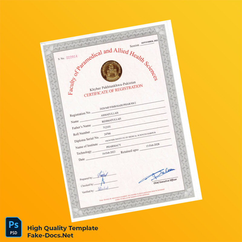 Pharmacy Registration Certificate Template in Word and PDF formats Pharmacy Registration Certificate Template in Word and PDF formats
