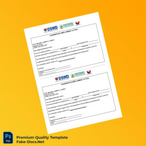 Philippines DSWD Guaranteed Employment Letter Template (Word & PDF)