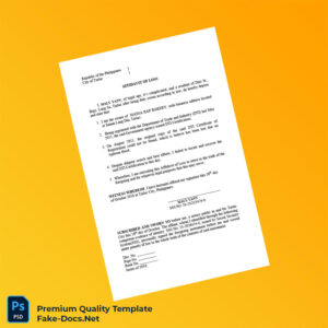 Philippines Department of Trade and Industry Affidavit of Loss Certificate of Registration Template (Word & PDF)